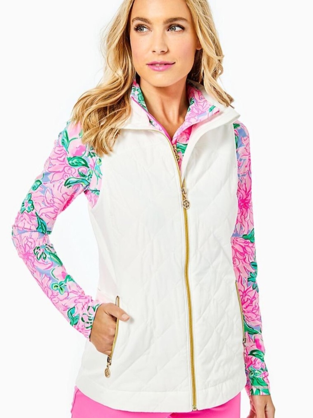 Lilly Pulitzer Beverly Vest Quilted Performance Vest White Womens M